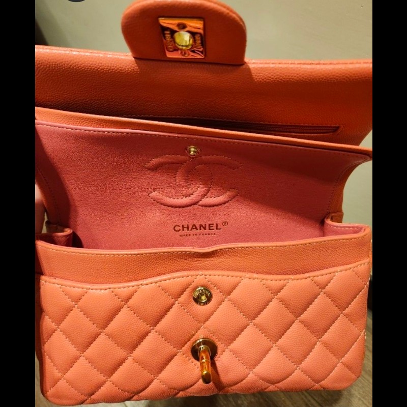 Chanel Classic Flap 23 (CF) 荔枝牛皮淡金扣-3