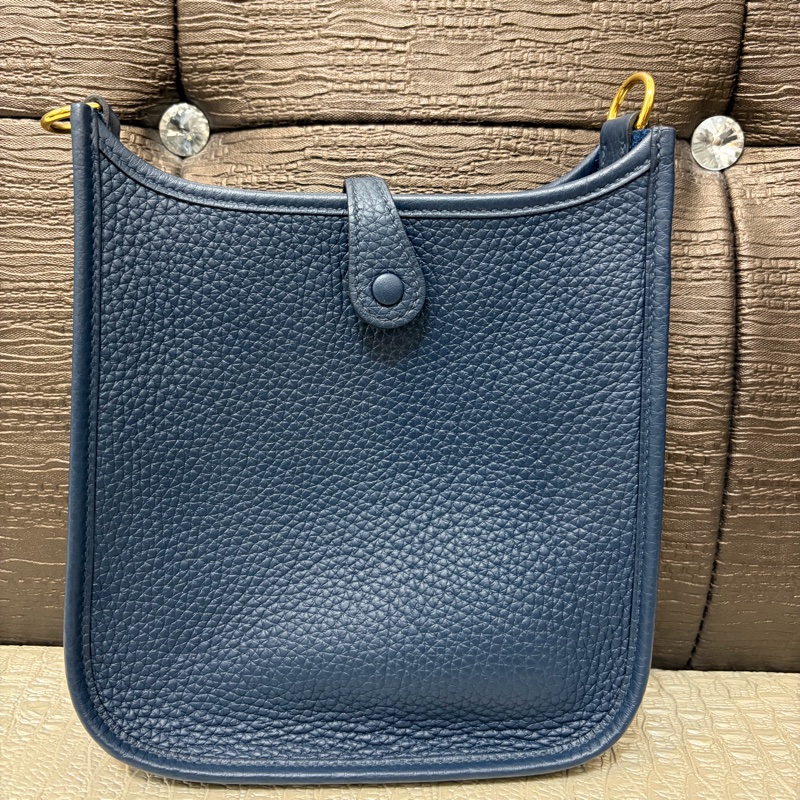 Hermes 普魯士藍金釦TC皮金釦Evelyne 16-2