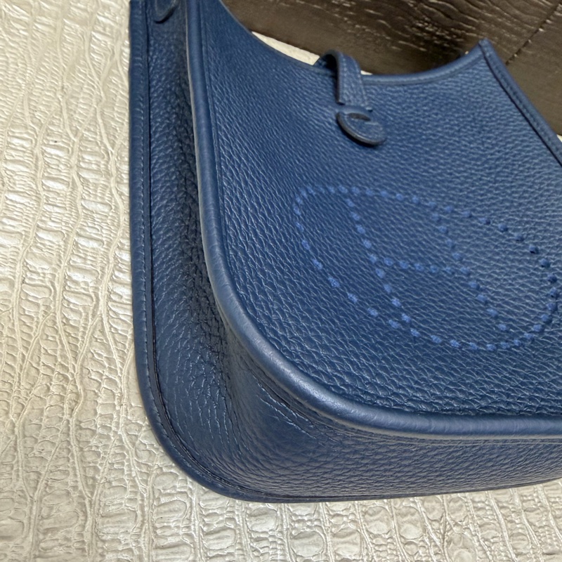 Hermes 普魯士藍金釦TC皮金釦Evelyne 16-5