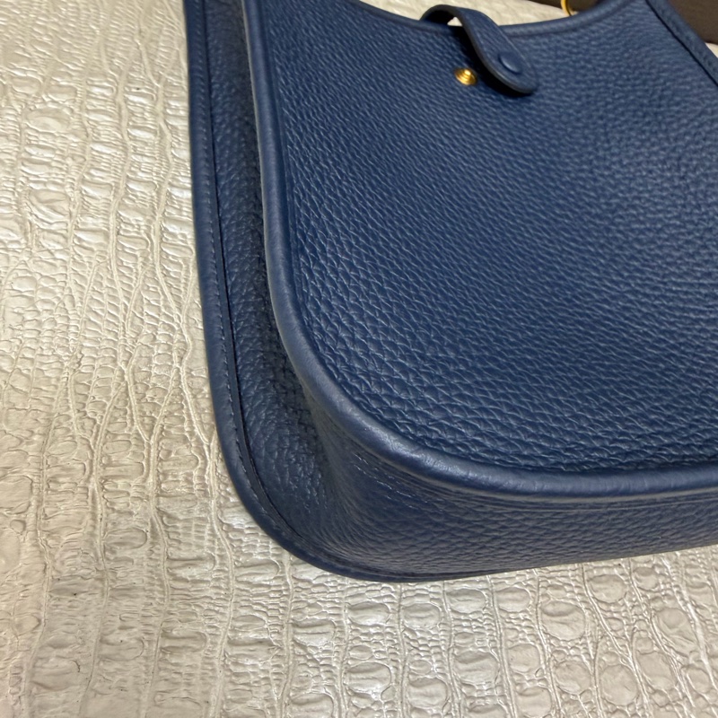 Hermes 普魯士藍金釦TC皮金釦Evelyne 16-7