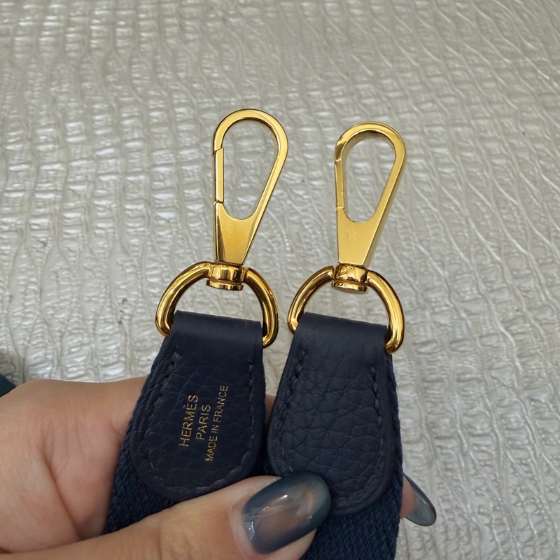 Hermes 普魯士藍金釦TC皮金釦Evelyne 16-10