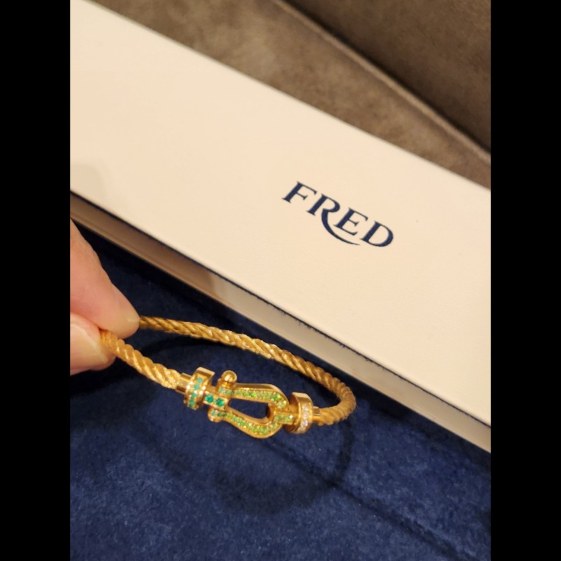 💎 【極美品】法國頂級珠寶 FRED Force 10 祖母綠鑲鑽 18K金手鍊 💎-2