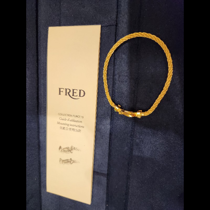 💎 【極美品】法國頂級珠寶 FRED Force 10 祖母綠鑲鑽 18K金手鍊 💎-3