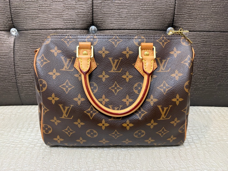 LV 原花金釦Speedy 25手提斜背包M41113-1