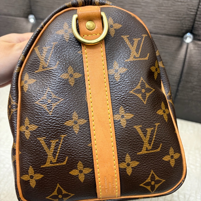 LV 原花金釦Speedy 25手提斜背包M41113-3