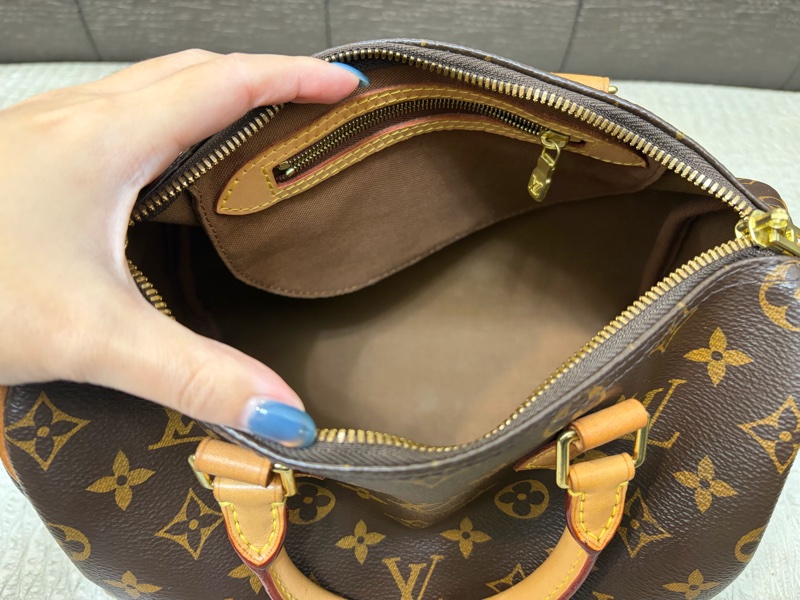 LV 原花金釦Speedy 25手提斜背包M41113-7