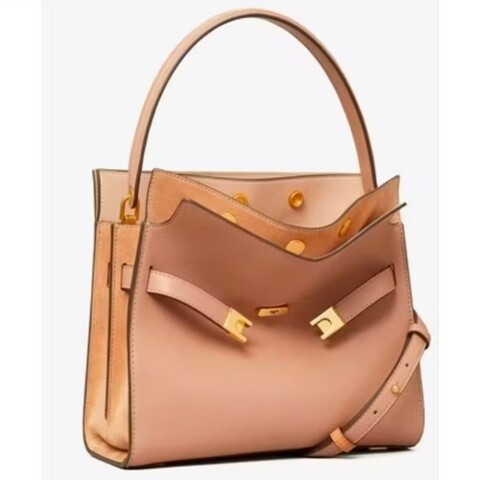 Tory Burch LEE RADZIWILL SMALL DOUBLE BAG粉色小號/九成五新