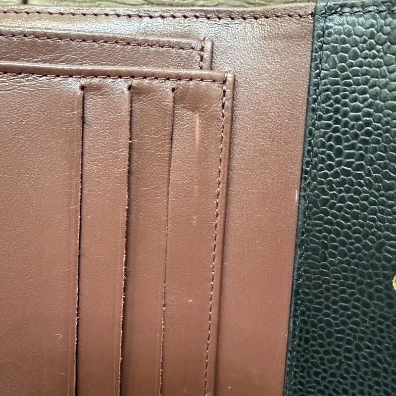 Chanel 黑荔枝牛皮金釦三折短夾AP0231-7