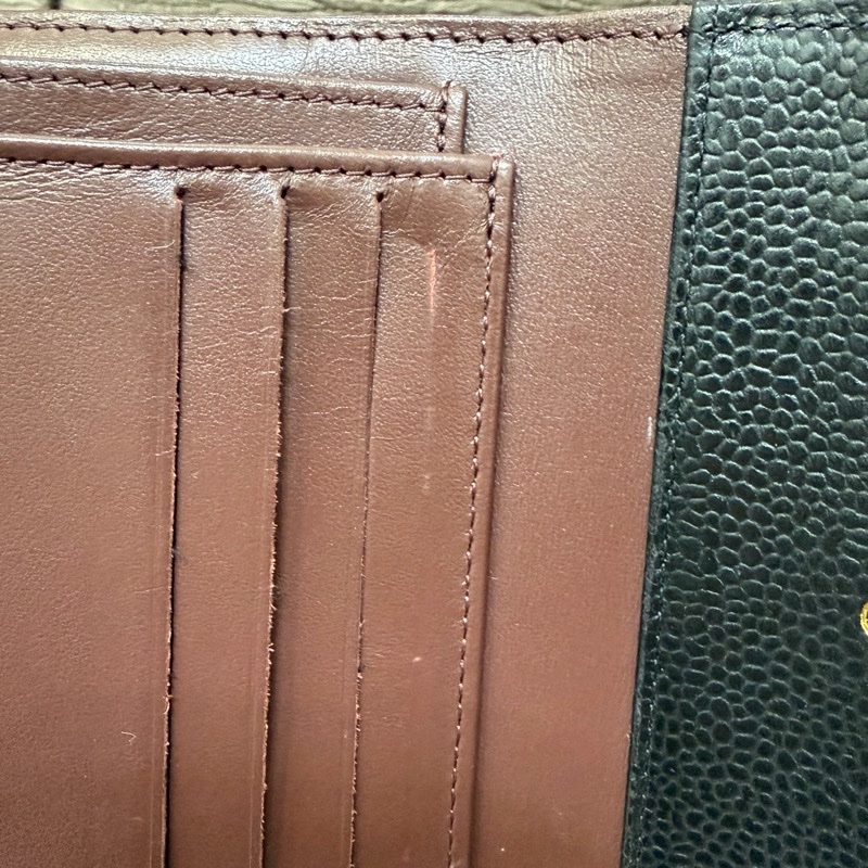 Chanel 黑荔枝牛皮金釦三折短夾AP0231-9