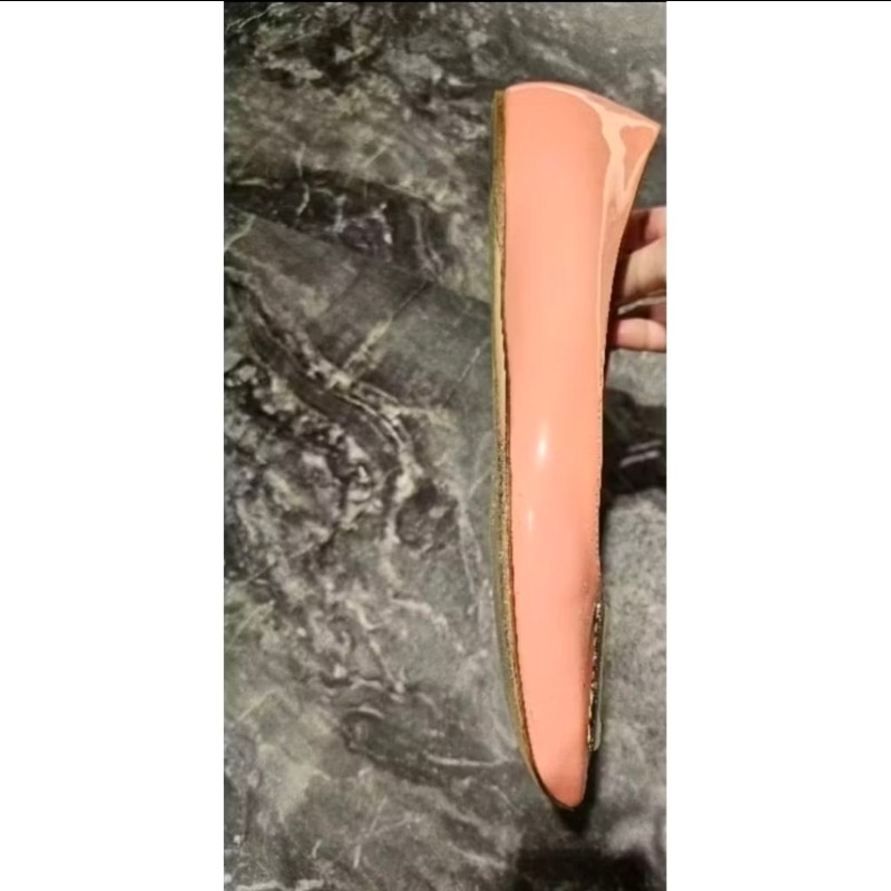 Roger Vivier RV 正品 經典 Gommette 漆皮方頭平底鞋 粉色 38碼-3