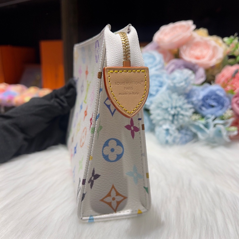 lv 村上隆 聯名款 洗漱包19 白三彩 全新芯片 中號 女款 白色-3