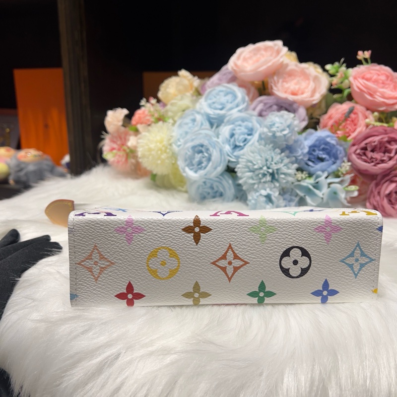 lv 村上隆 聯名款 洗漱包19 白三彩 全新芯片 中號 女款 白色-5