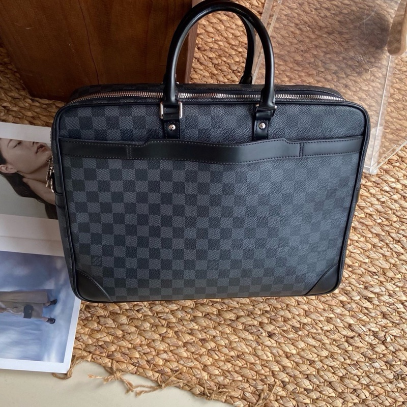 LouisVuitton黑色棋盤格公文包男士通勤手提包, 尺寸40*30 ,配件:鑰匙/鎖 沒有肩帶皮牌,-2