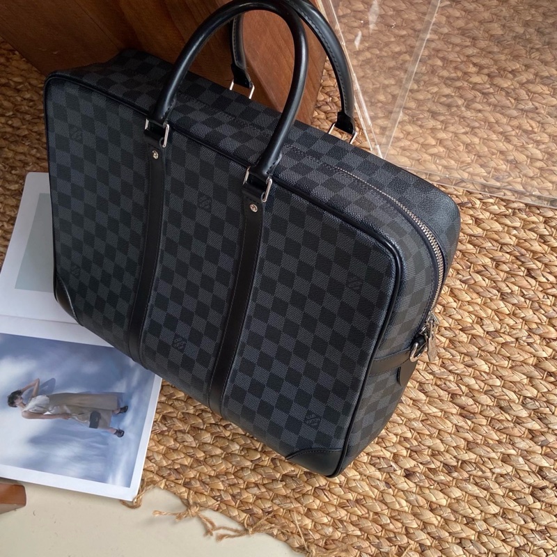 LouisVuitton黑色棋盤格公文包男士通勤手提包, 尺寸40*30 ,配件:鑰匙/鎖 沒有肩帶皮牌,-3