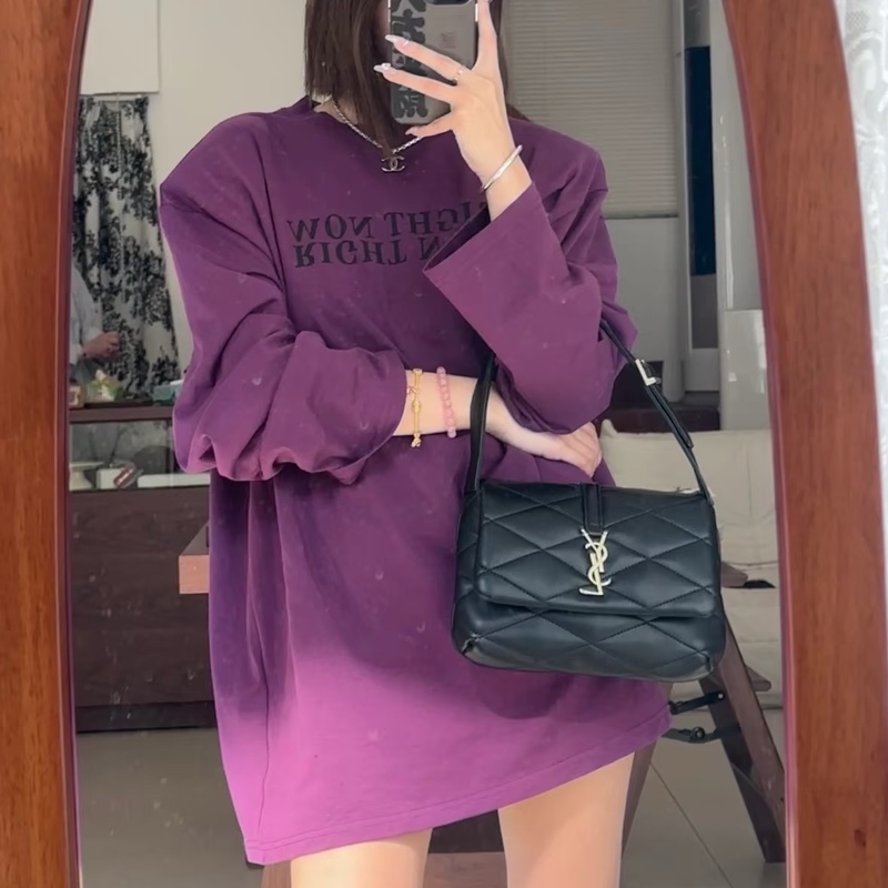 🍓SAINT LAURENT 聖羅蘭Le5A7黑銀油蠟皮V紋雲朵雙肩包後背包-19