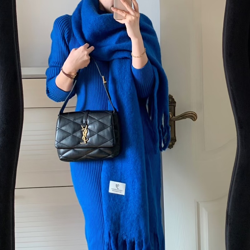 🍓SAINT LAURENT 聖羅蘭Le5A7黑銀油蠟皮V紋雲朵雙肩包後背包-23