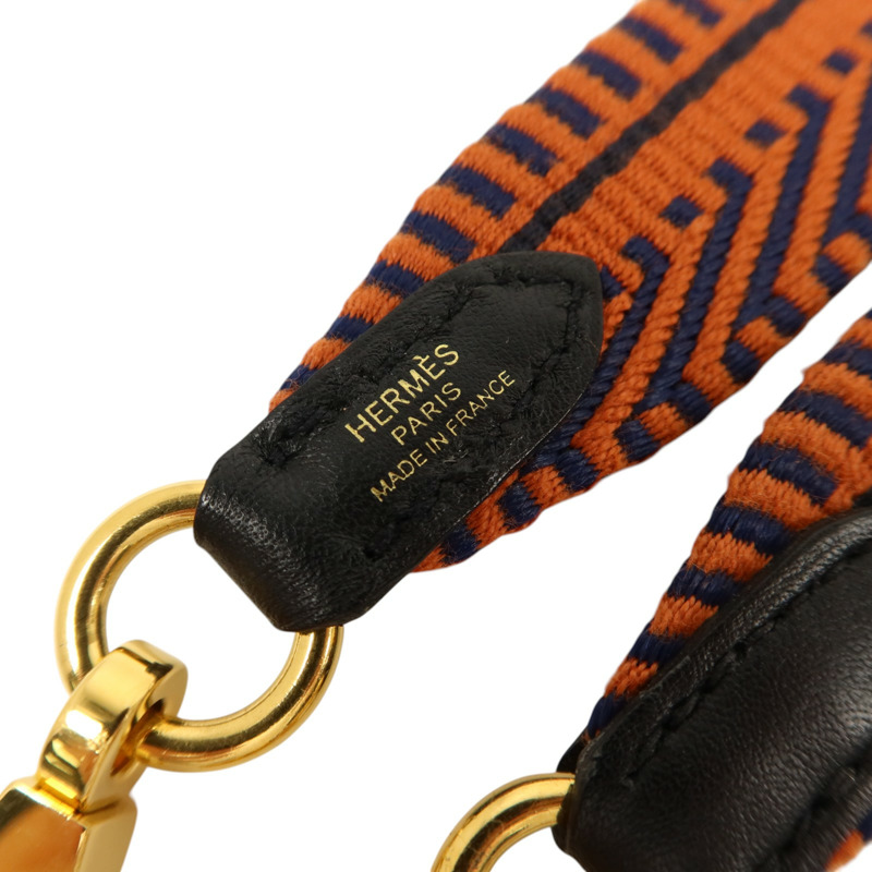 HERMES 帆布/Swift皮革Sangle Cavale Strap 25mm金扣肩帶-5