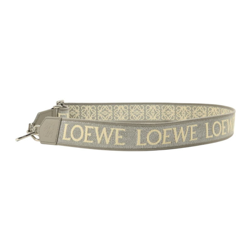LOEWE 帆布/牛皮皮革Anagram Bag Shoulder Strap銀扣肩帶-1