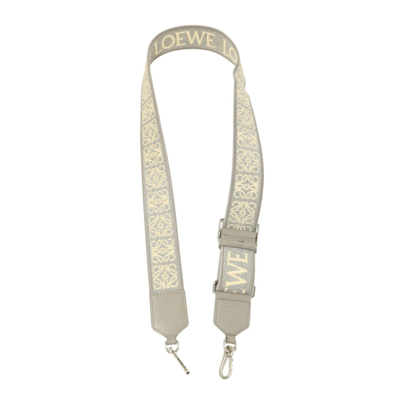 LOEWE 帆布/牛皮皮革Anagram Bag Shoulder Strap銀扣肩帶-4