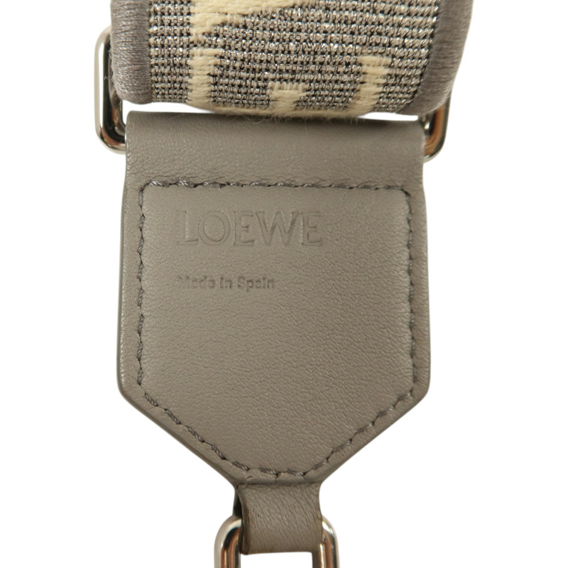 LOEWE 帆布/牛皮皮革Anagram Bag Shoulder Strap銀扣肩帶-5