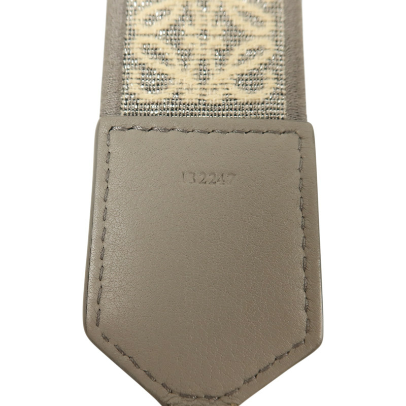 LOEWE 帆布/牛皮皮革Anagram Bag Shoulder Strap銀扣肩帶-6