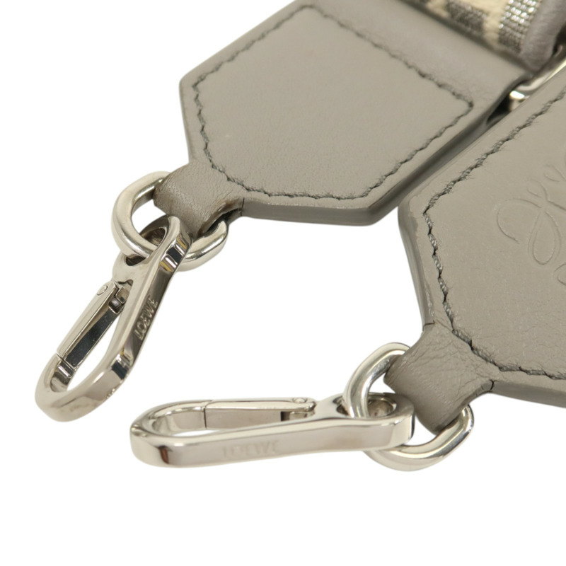 LOEWE 帆布/牛皮皮革Anagram Bag Shoulder Strap銀扣肩帶-7
