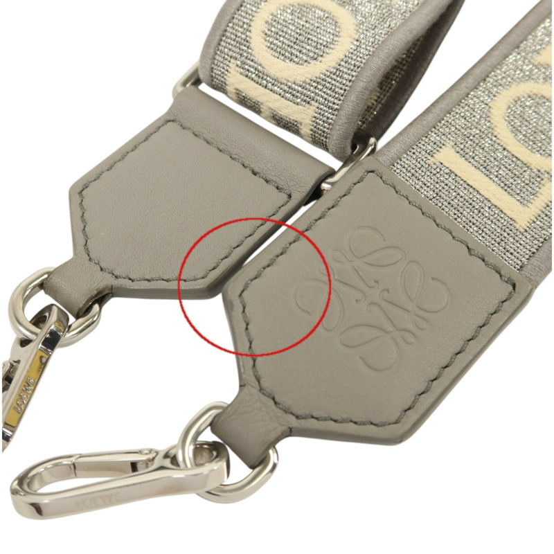 LOEWE 帆布/牛皮皮革Anagram Bag Shoulder Strap銀扣肩帶-9