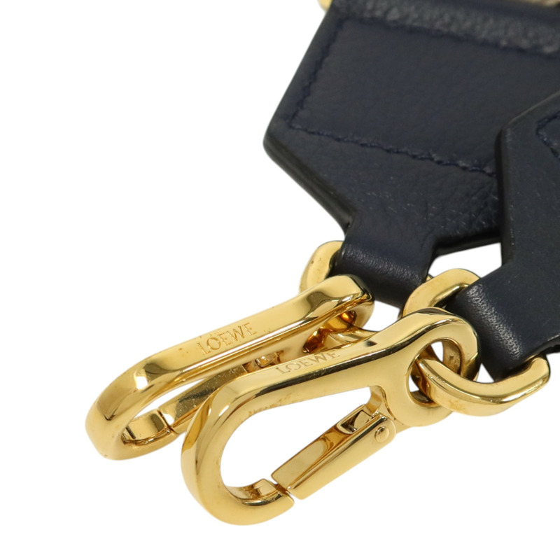 LOEWE 牛仔佈/牛皮皮革Anagram Bag Shoulder Strap金扣肩帶-6