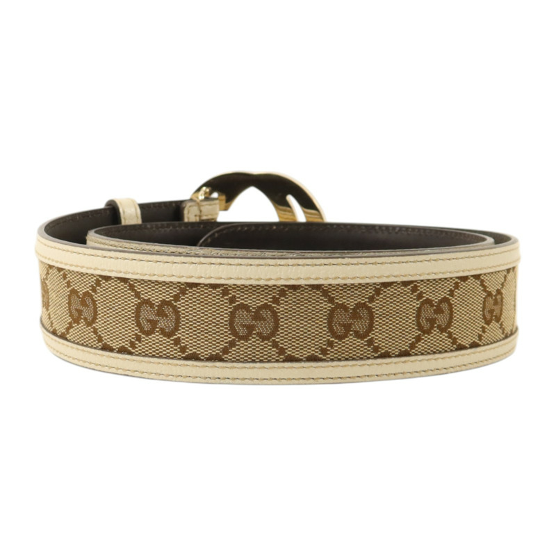 GUCCI GG帆布/牛皮皮革Belt金扣皮帶-1