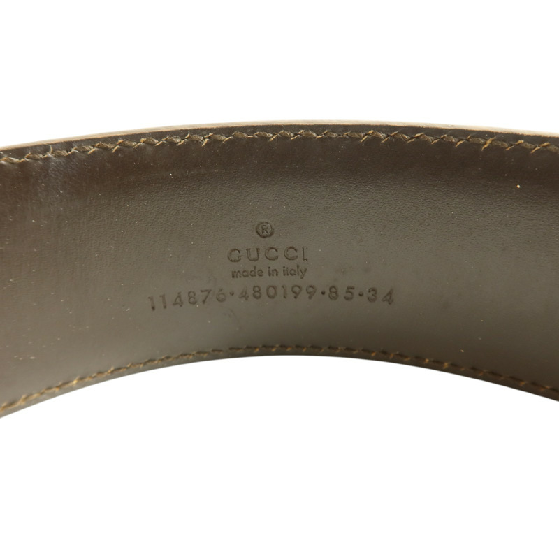 GUCCI GG帆布/牛皮皮革Belt金扣皮帶-3