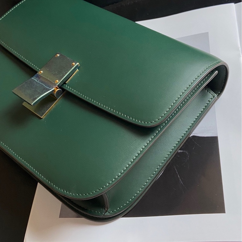 99新celine思琳box 中號亞馬遜綠墨綠豆腐包,尺寸:24*19, 配件:塵袋/肩帶。膜還在-5