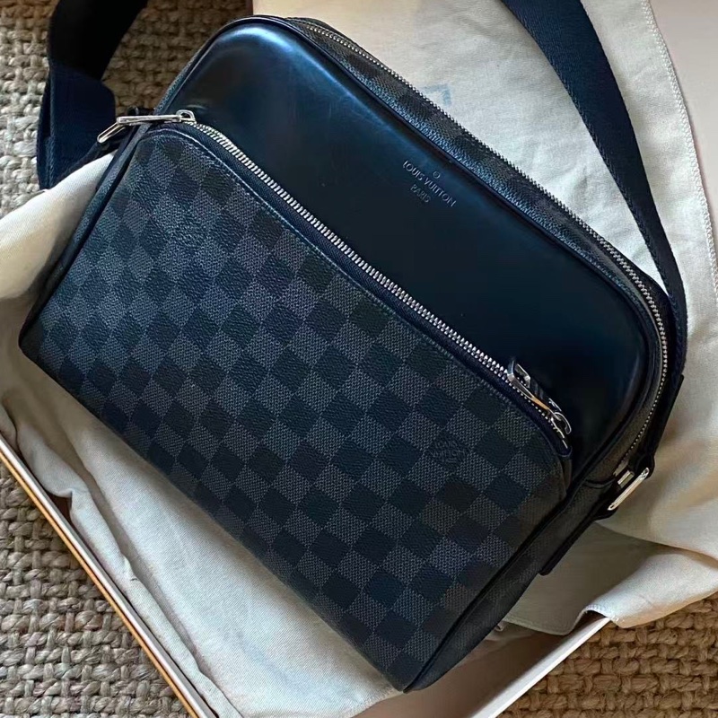 Louis Vuitton路易威登黑色棋盤格郵差包小號男士斜挎包,尺寸: 28.5x25x7cm,配件:塵袋-3