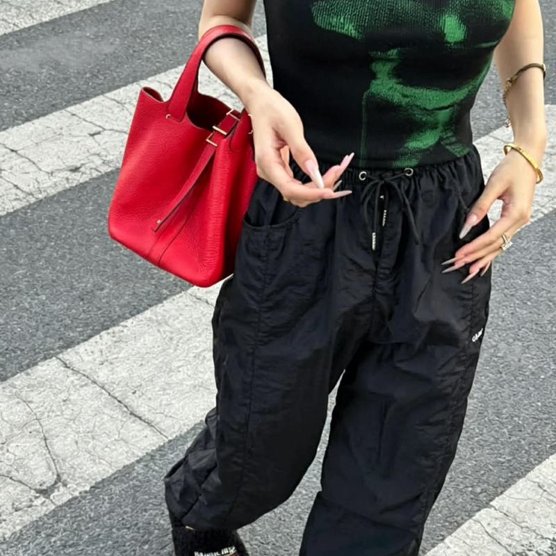 🐴Hermès愛馬仕蕃茄紅銀扣菜籃子18手提包Picotin-8