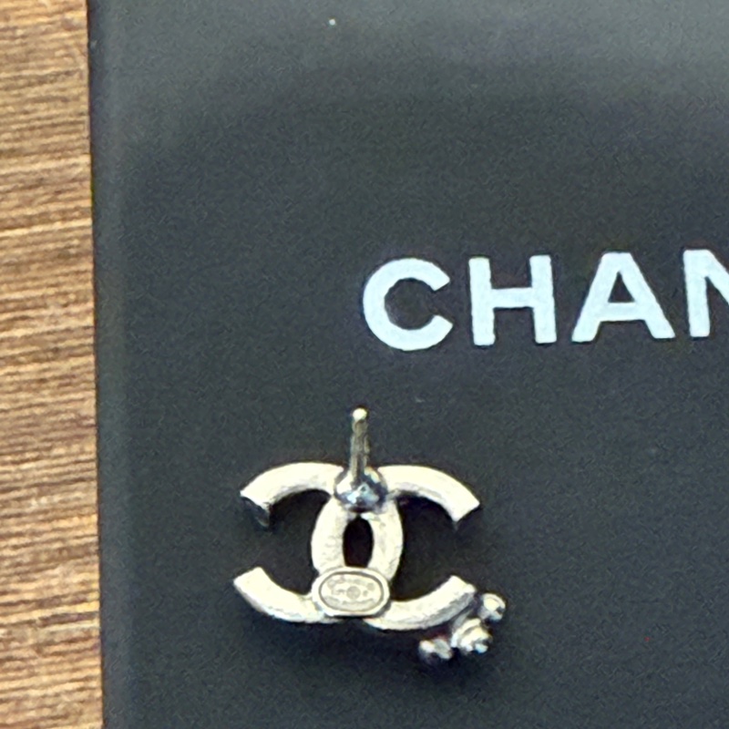 香奈兒雙C 鑲鑽珍珠耳環-1