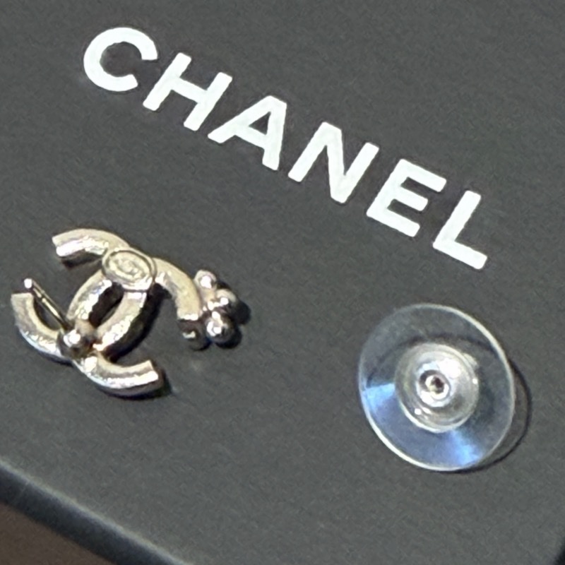 香奈兒雙C 鑲鑽珍珠耳環-4