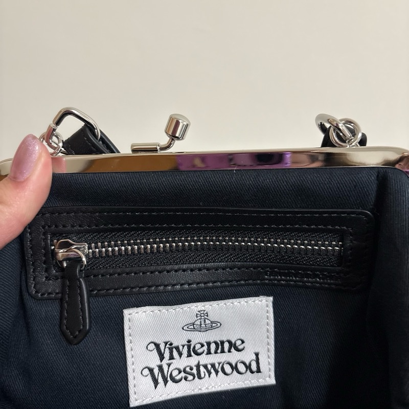 二手全新Vivienne Westwood西太后小羊皮口金肩背手提包-6