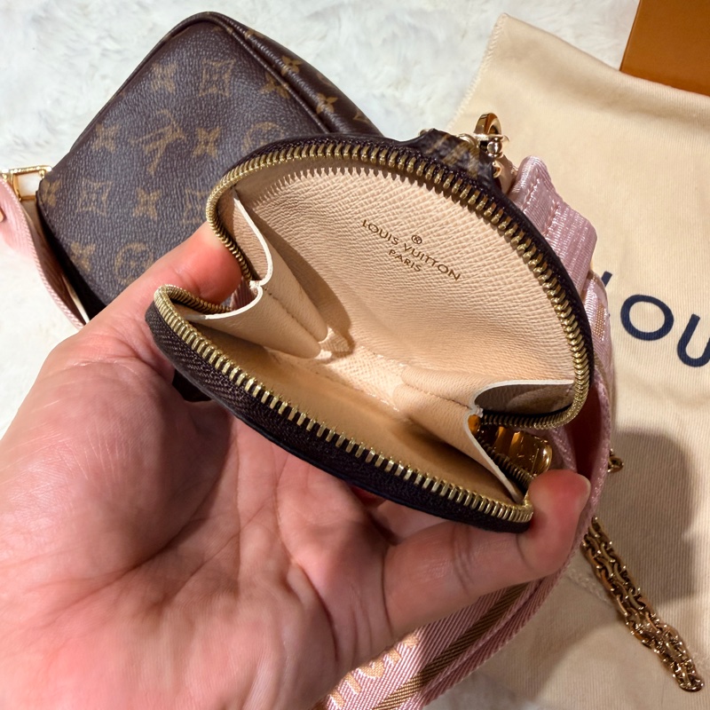 100%正品-粉紅色 Pochette 包包- 五合一麻將包- M44840-4