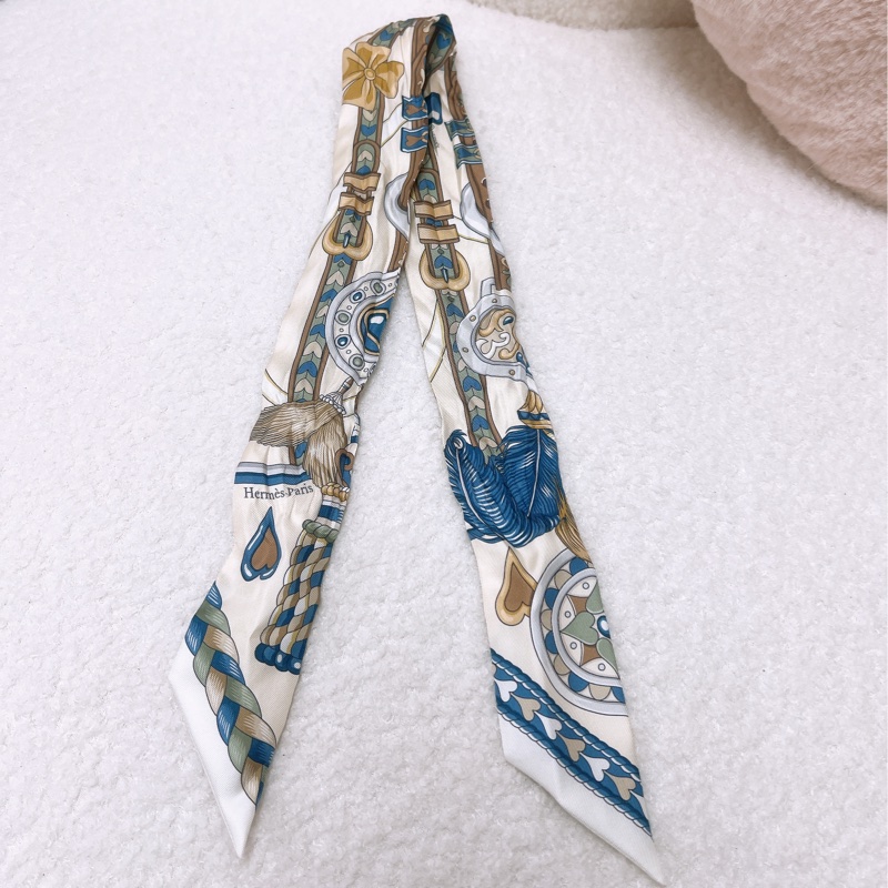 Hermes twilly harnais de coeur 藍白包包絲巾-0