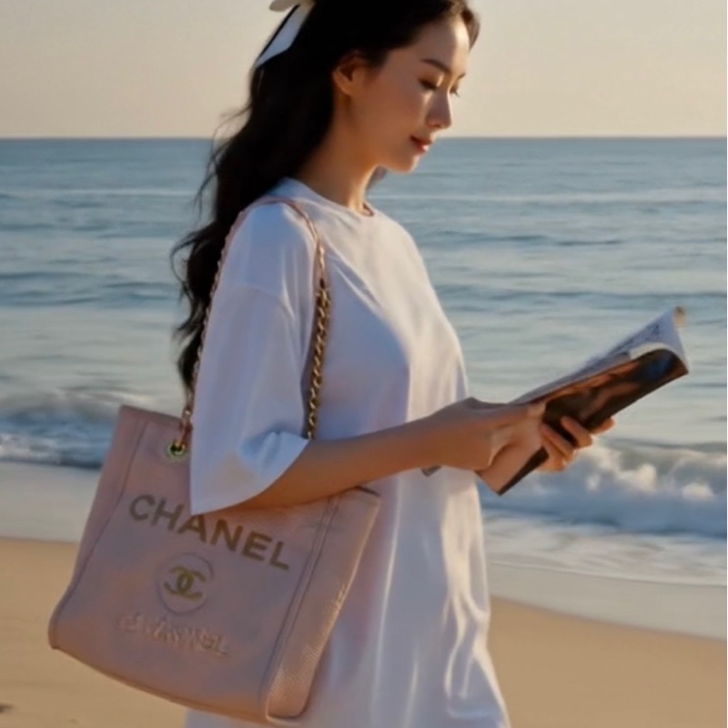 Chanel/香奈兒 粉色沙灘包小號tote💗 尺寸:25*26*11cm 30開-2
