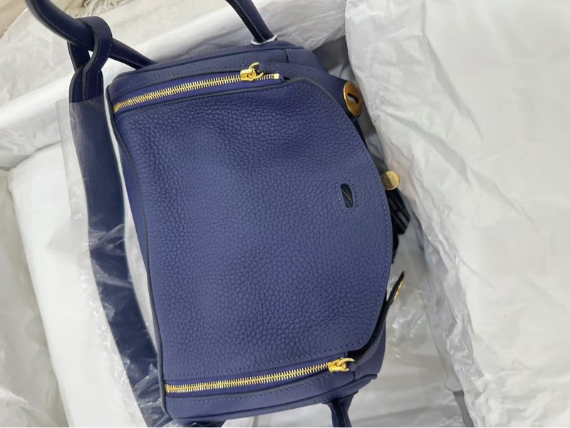 Hermes🌈Lindy 26💙墨水藍金扣💙全新閑置🌟TC皮🌟有盒🌈肩帶貼膜在🌟lindy26🌟lindy🌟愛馬仕🌟-1