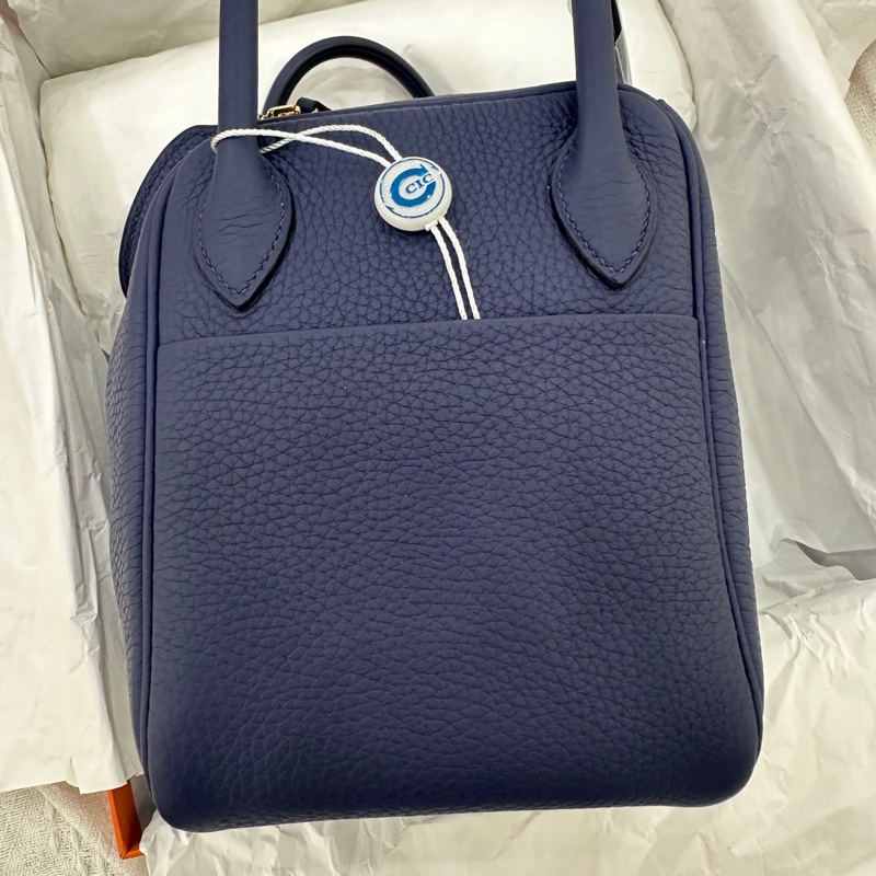 Hermes🌈Lindy 26💙墨水藍金扣💙全新閑置🌟TC皮🌟有盒🌈肩帶貼膜在🌟lindy26🌟lindy🌟愛馬仕🌟-3
