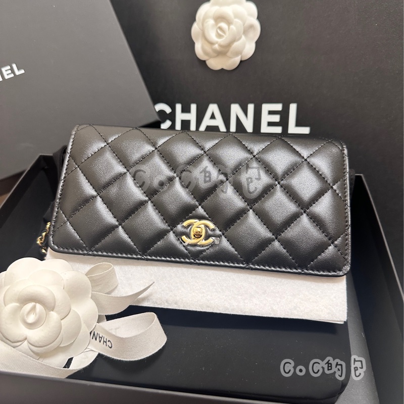 香奈兒 Chanel woc 小羊皮 經典黑金-1