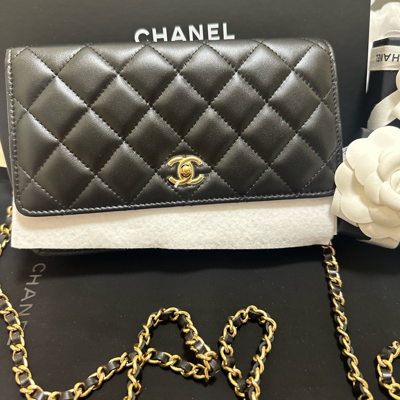 香奈兒 Chanel woc 小羊皮 經典黑金-2
