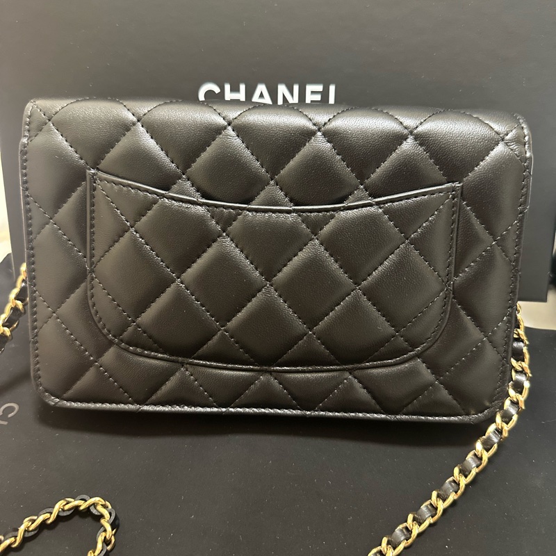 香奈兒 Chanel woc 小羊皮 經典黑金-3