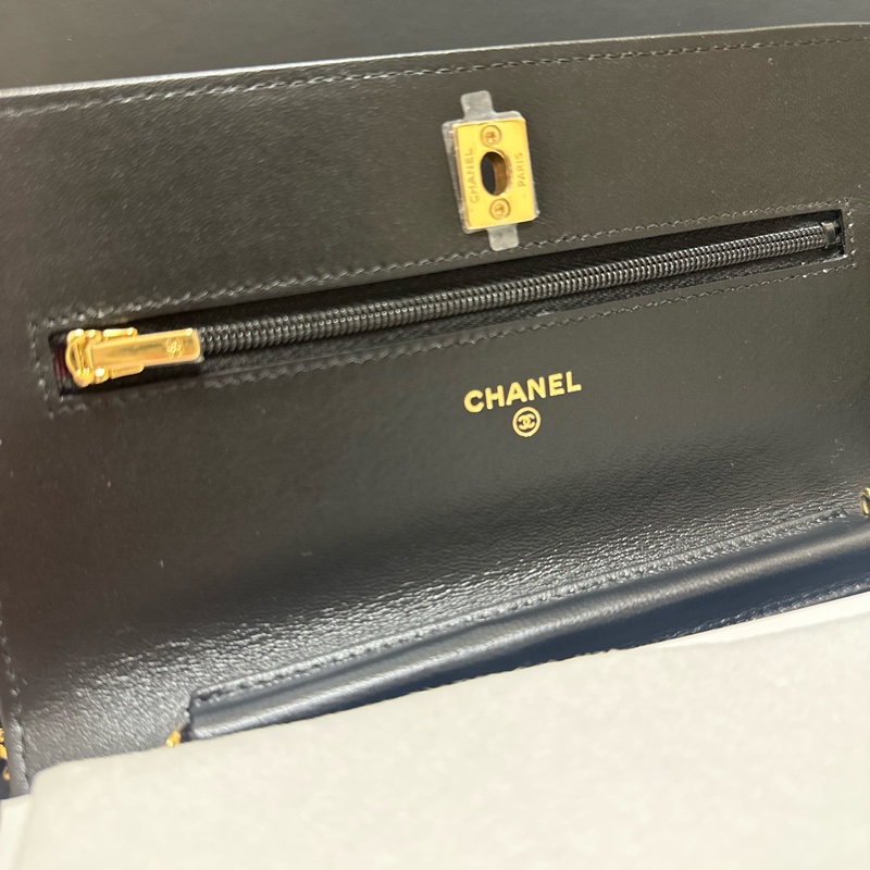 香奈兒 Chanel woc 小羊皮 經典黑金-4