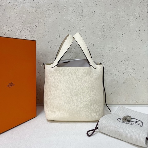 Hermes Picotin 18 菜籃子 奶昔白銀扣