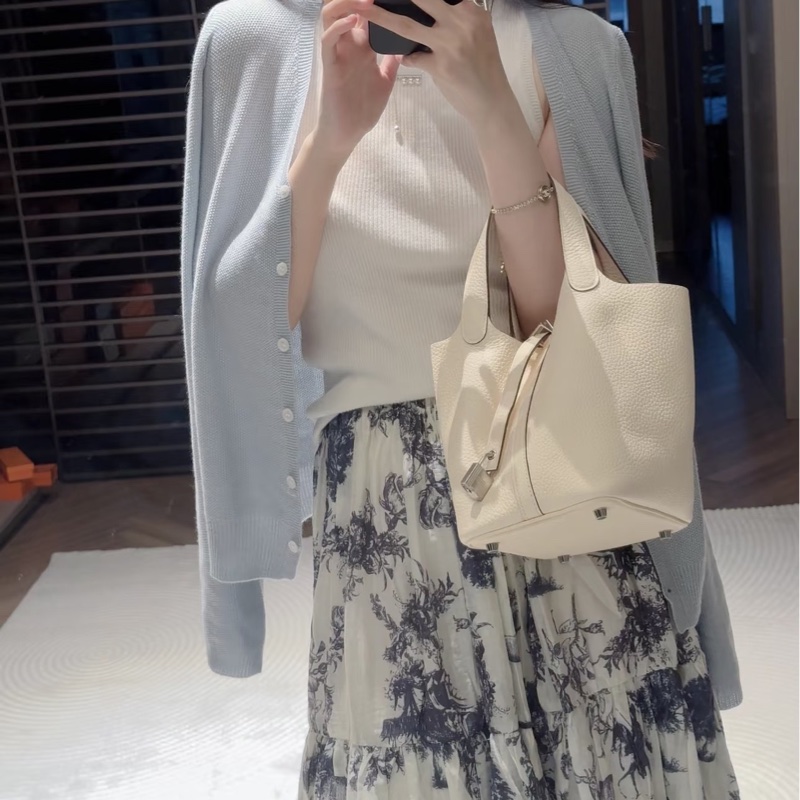 Hermes Picotin 18 菜籃子 奶昔白銀扣-5