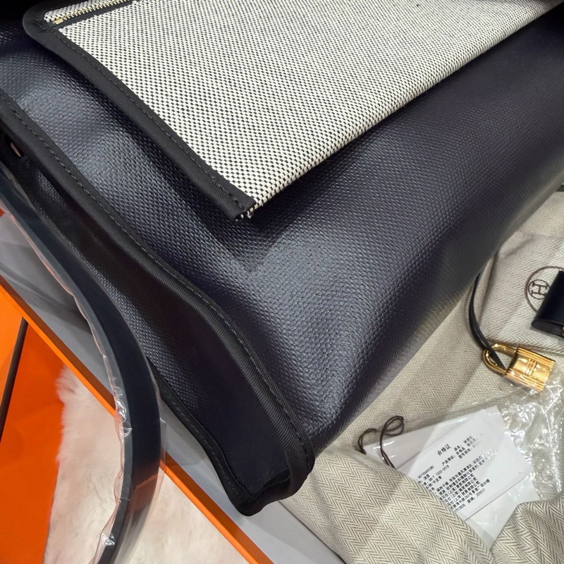 🌈Hermes💙Herbag 31💙深藍色金扣防水布🌈全新閑置🌟Stamp B🌟herbag31🌟herbag🌟愛馬仕-7
