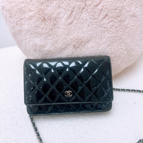 Chanel woc 黑銀漆皮鏈條包