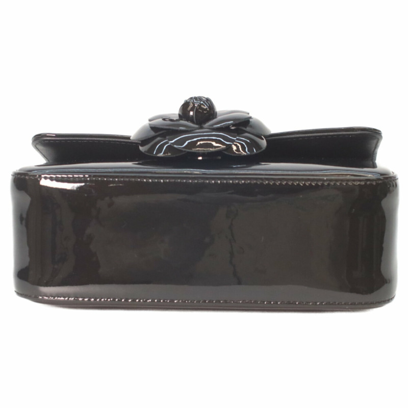 香奈兒 AS4388 So Black 單蓋漆皮山茶花小鏈條包 女士-4